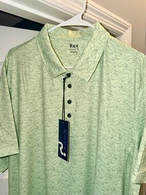 NWT Rex XXL Polo Shirt Green Short Sleeve Golf 90 Poly 10 Spandex Stretch Felix